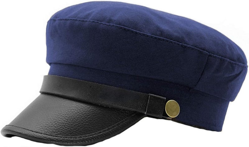 Brcus Mens Womens Newsboy Cap Yacht Captain Sailor Hat Cabbie Baker Boy Peaked Beret - Image 1